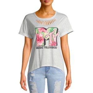 Women’s / Junior’s Gray MTV Shirt with Pink & Green Letters